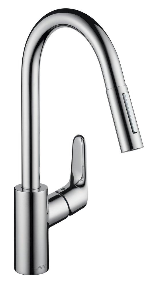 Hansgrohe Polished Chrome Single Handle Pull Down Kitchen Faucet 