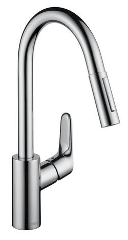 Single Handle Pull Down Kitchen Faucet in Polished Chrome