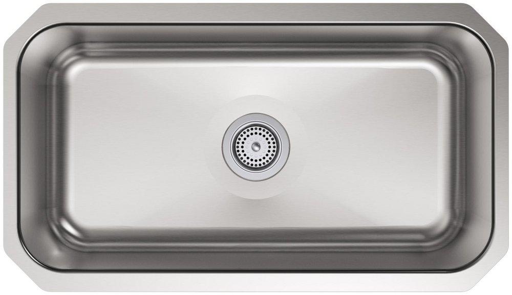 KOHLER Stainless Steel 31-1/4 x 17-7/8 in. Stainless Steel Single Bowl Undermount Kitchen Sink with Sound Dampening 