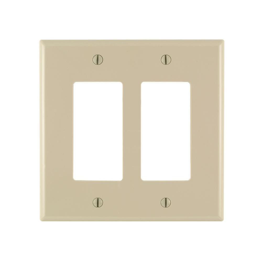 LEVITON Ivory 2 Gang Thermoplastic Nylon Wall Plate 