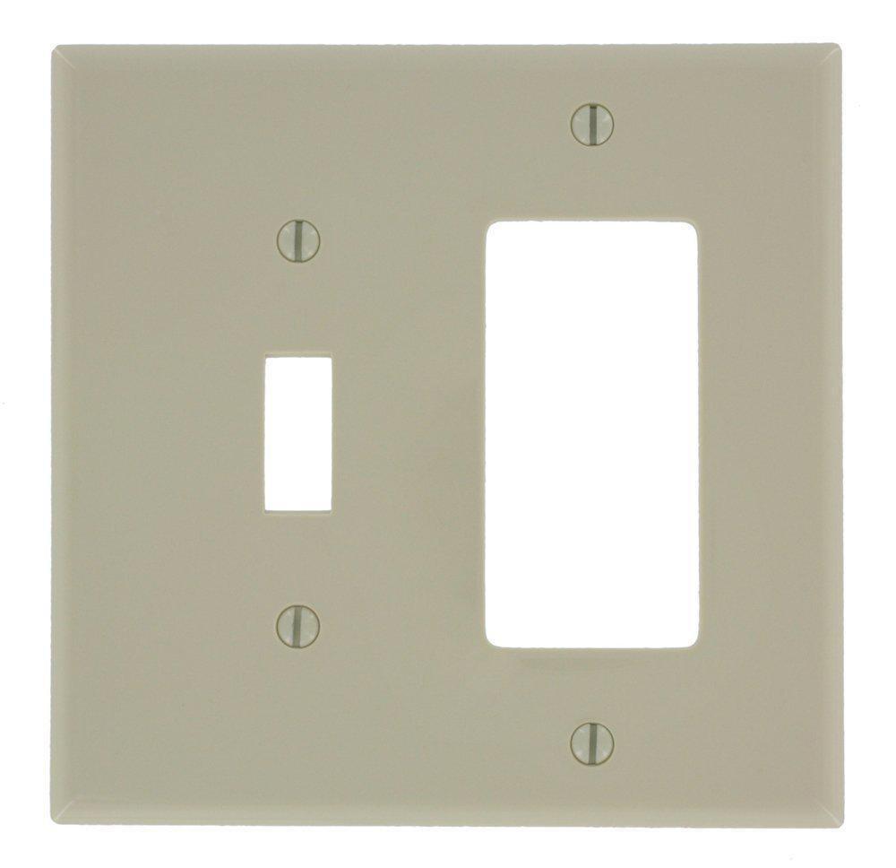 LEVITON Ivory 2-Gang 1-Toggle Thermoplastic Nylon Wall Plate 