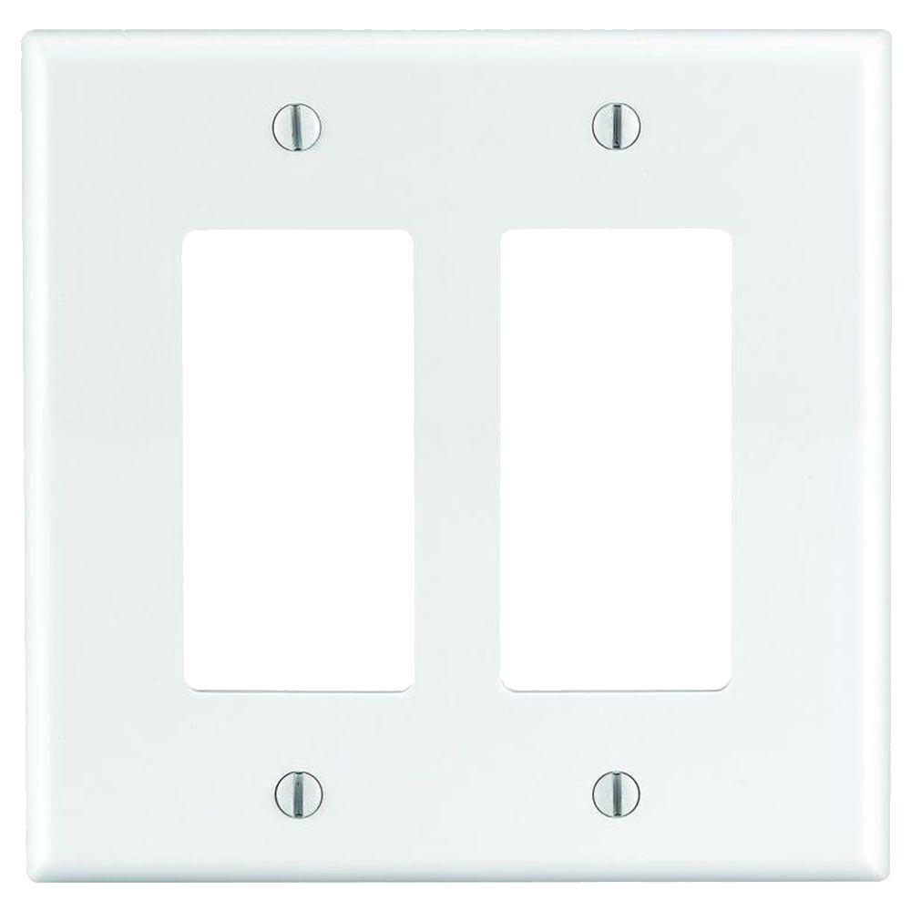 LEVITON White 2 Gang Thermoplastic Nylon Wall Plate 