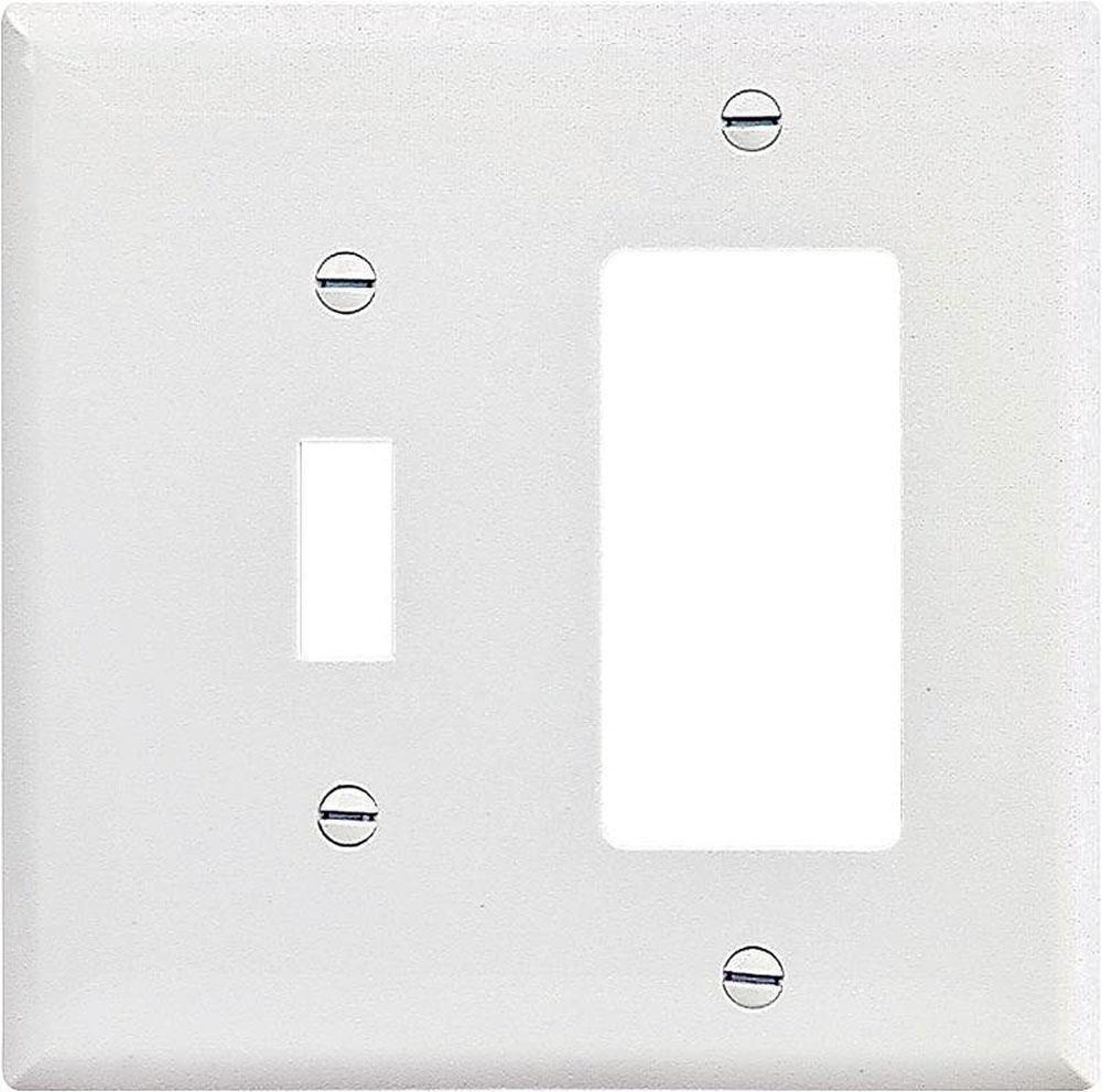 LEVITON White 2-Gang 1-Toggle Thermoplastic Nylon Wall Plate 