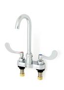 0.5 gpm. Two Handle Centerset Bathroom Sink Faucet in Chrome Plated with Plain End Spout with Flow Contol