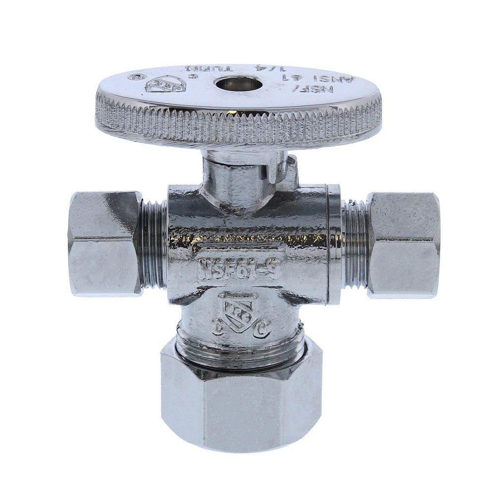 Jones Stephens Chrome Plated OD Compression Oval Dual Angle Supply Stop Valve in Chrome Plated 