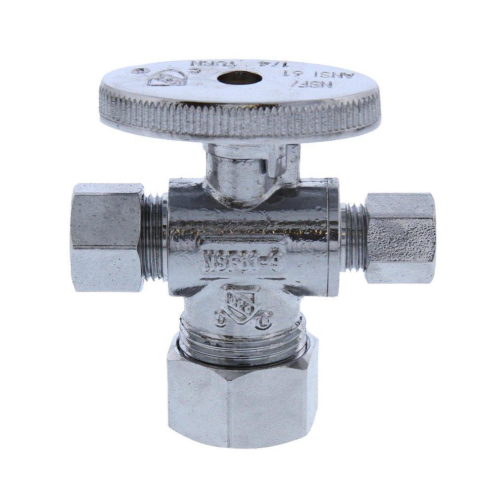 Jones Stephens Chrome Plated OD Compression Oval Dual Angle Supply Stop Valve in Chrome Plated 