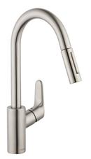 Hansgrohe Steel Optic Single Handle Pull Down Kitchen Faucet 
