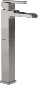 Delta Faucet Brilliance&reg; Stainless Single Handle Vessel Filler Bathroom Sink Faucet with Riser 