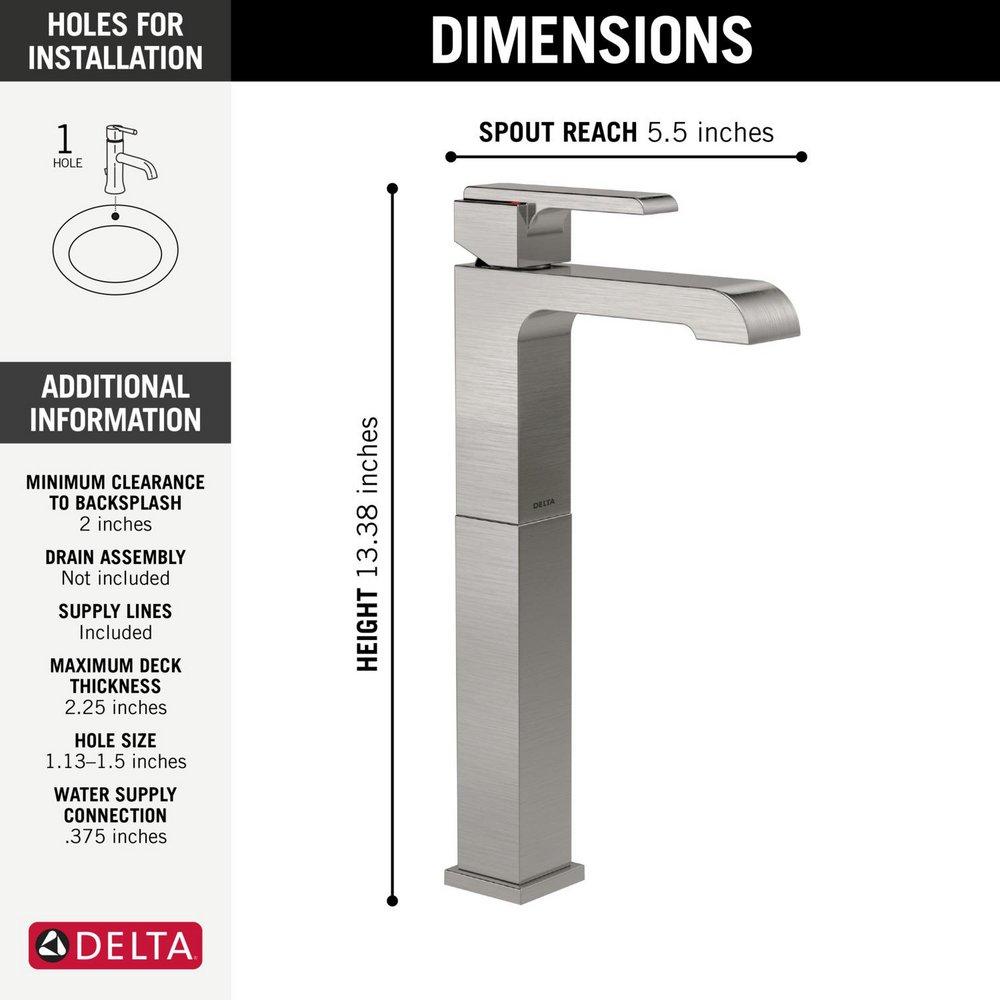 Delta Faucet Brilliance Stainless Single Handle Vessel Filler Bathroom Sink Faucet 