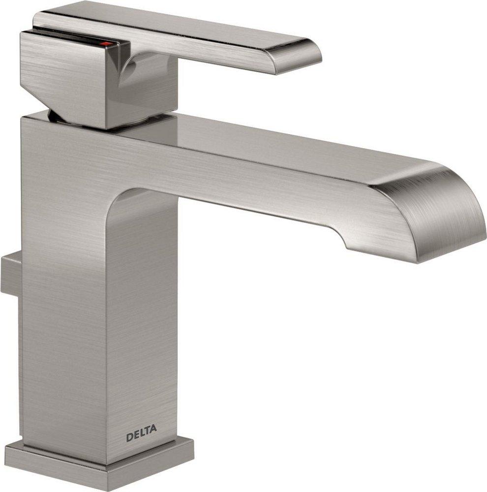 Delta Faucet Brilliance Stainless Single Handle Monoblock Bathroom Sink Faucet with Metal Pop-Up Drain Assembly 