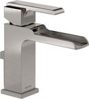 Delta Faucet Brilliance Stainless Single Handle Monoblock Waterfall Bathroom Sink Faucet with Metal Pop-Up Drain 