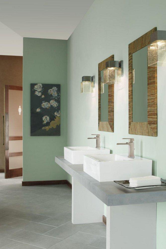 Delta Faucet Brilliance Stainless Single Handle Monoblock Waterfall Bathroom Sink Faucet with Metal Pop-Up Drain 