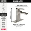 Delta Faucet Brilliance Stainless Single Handle Monoblock Waterfall Bathroom Sink Faucet with Metal Pop-Up Drain 
