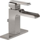 Delta Faucet Brilliance&reg; Stainless Single Handle Monoblock Waterfall Bathroom Sink Faucet with Metal Pop-Up Drain 