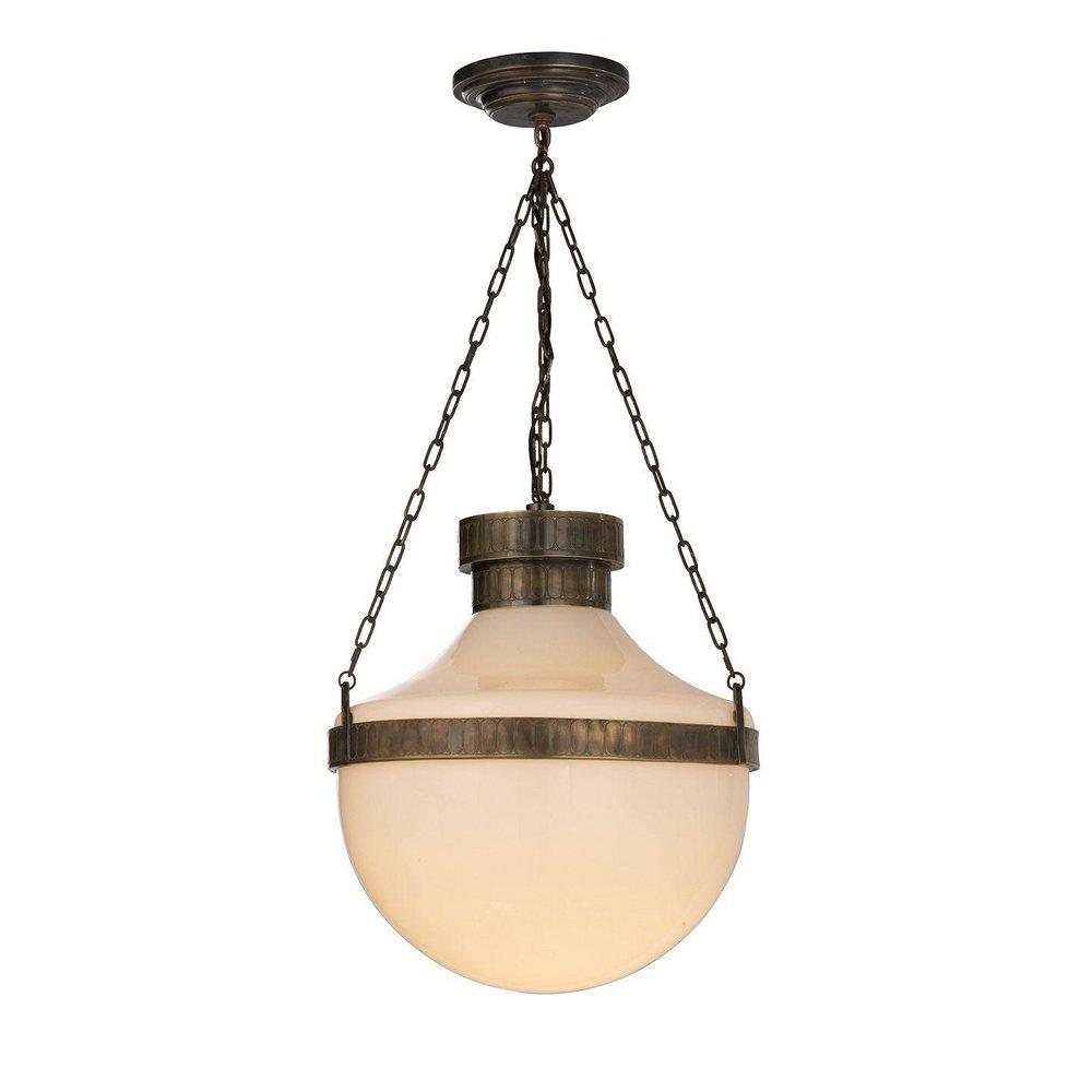 Visual Comfort & Co. Signature Antique Brass 100W 1-Light Medium Incandescent Outdoor Pendant 