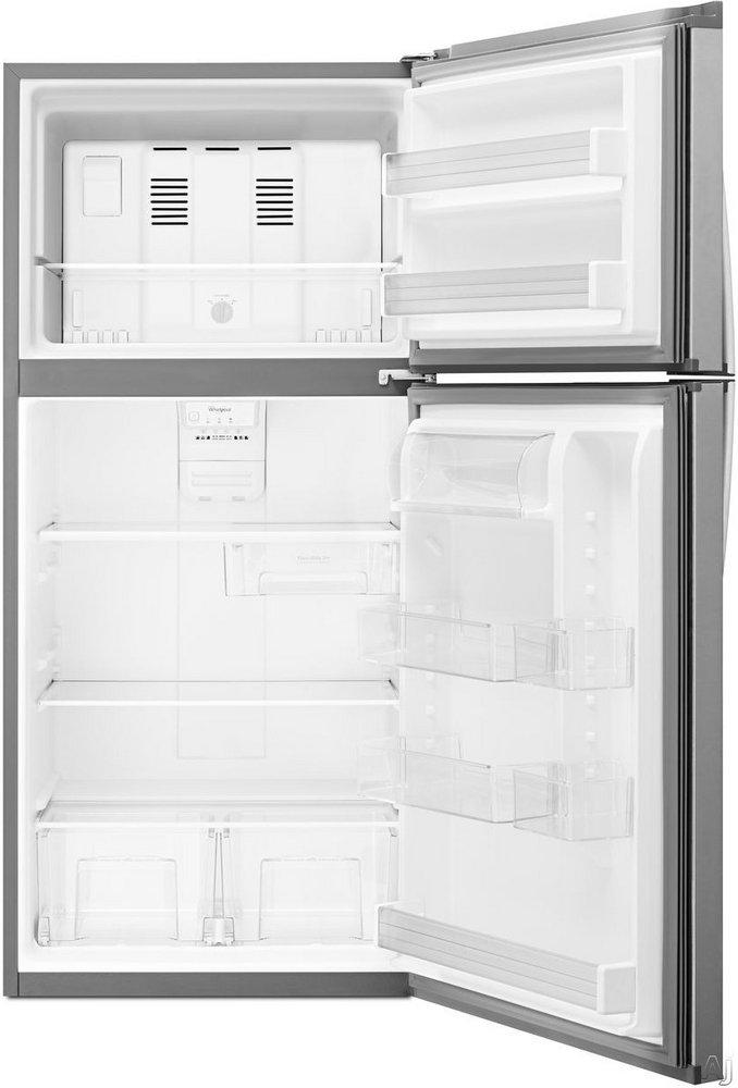 Whirlpool Monochromatic Stainless Steel 29-3/4 in. 19.14 cu. ft. Top Mount Freezer Refrigerator 