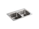 KOHLER Stainless Steel 33 x 22 in. Stainless Steel Double Bowl Drop-in Kitchen Sink 