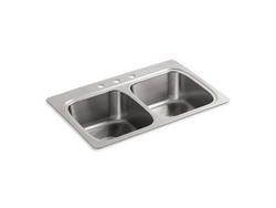 33 in. Drop-in Stainless Steel Double Bowl Kitchen Sink