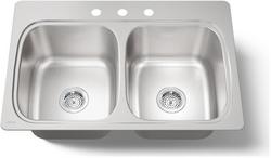 33 in. Drop-in Stainless Steel Double Bowl Kitchen Sink