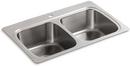 33 x 22 in. 1-Hole Stainless Steel Double Bowl Drop-in Kitchen Sink