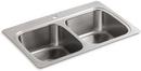 KOHLER Stainless Steel 33 x 22 in. Stainless Steel Double Bowl Drop-in Kitchen Sink 