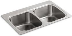 33 in. Drop-in Stainless Steel Double Bowl Kitchen Sink