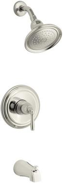 Pressure Balancing Bath and Shower Faucet Trim with Single Lever Handle in Vibrant Polished Nickel