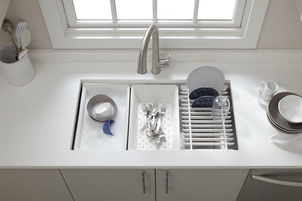 KOHLER Stainless Steel 33 x 17-3/4 in. No-Hole Single Bowl Undermount Kitchen Sink 