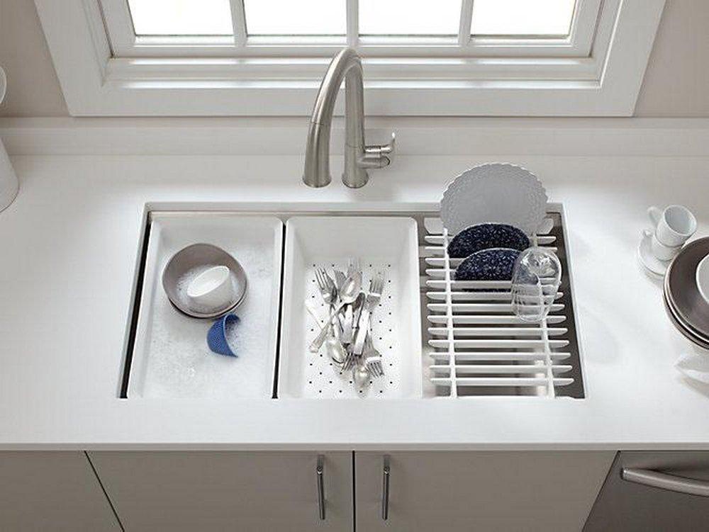KOHLER Stainless Steel 33 x 17-3/4 in. No-Hole Single Bowl Undermount Kitchen Sink 