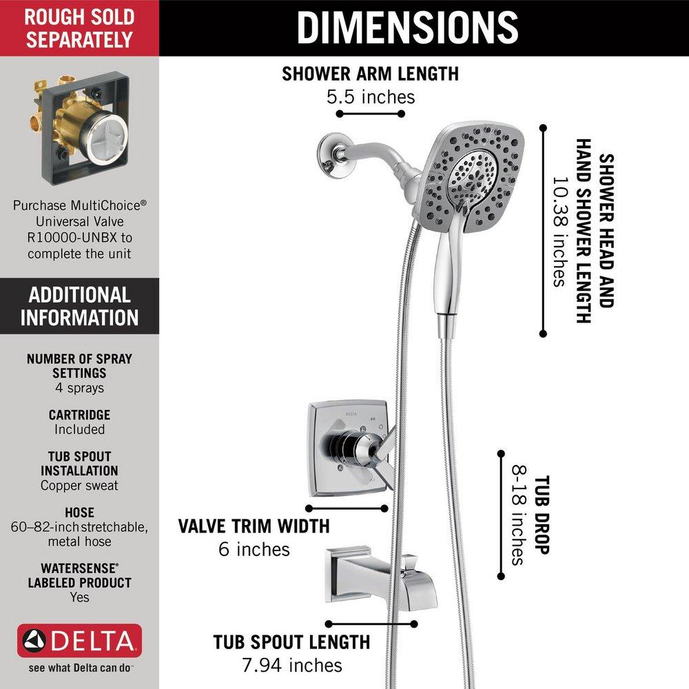 Delta Faucet Chrome Two Handle Multi Function Bathtub & Shower Faucet (Trim Only) 
