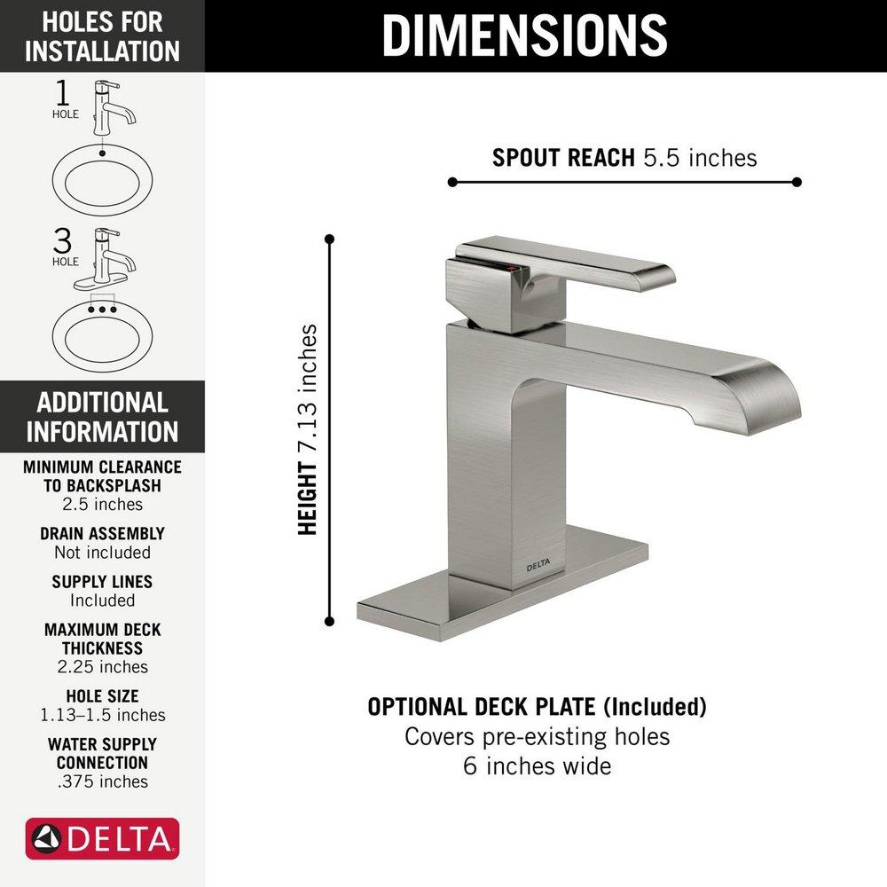 Delta Faucet Brilliance&reg; Stainless Single Handle Centerset Bathroom Sink Faucet 