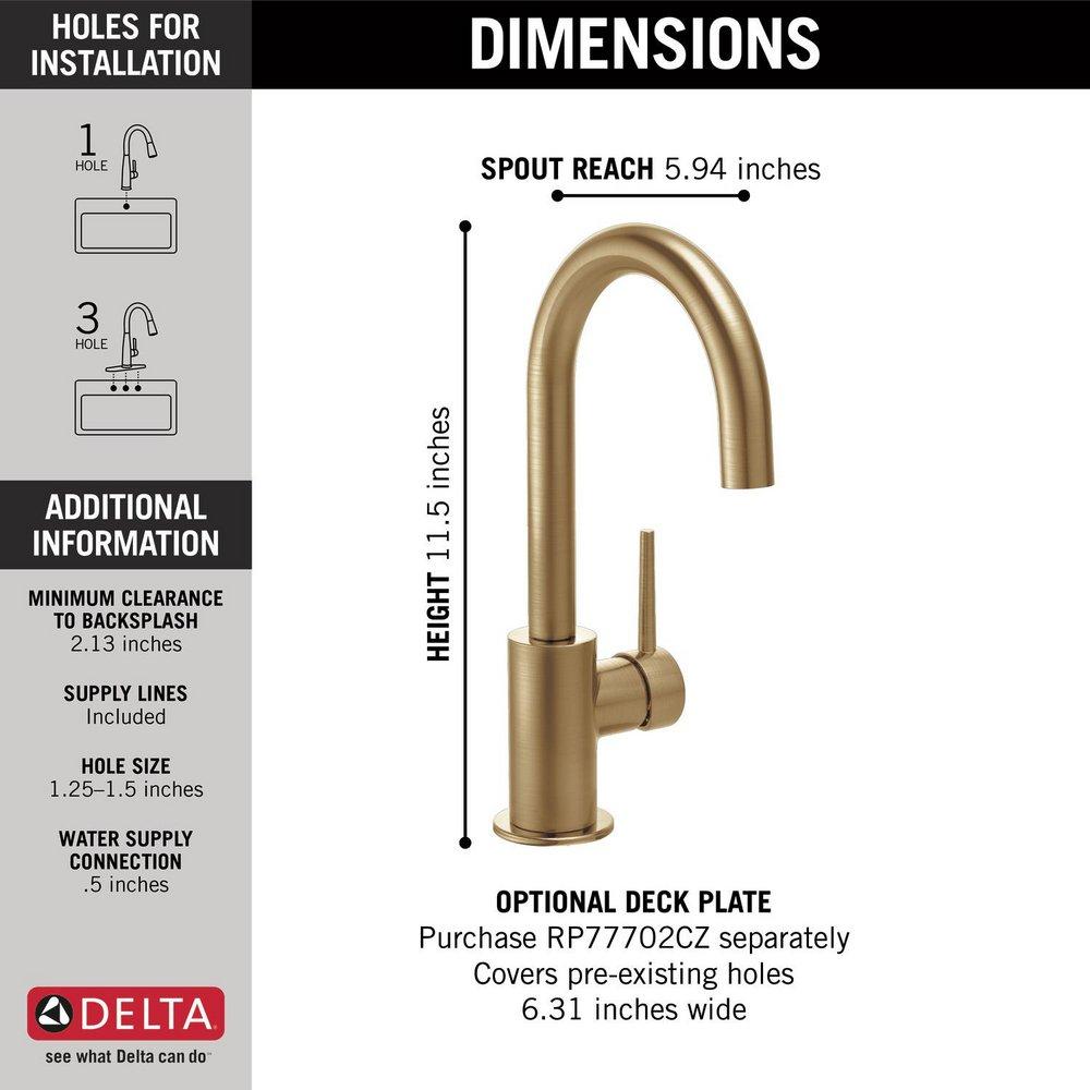 Delta Faucet Brilliance Champagne Bronze Single Handle Lever Handle Bar Faucet 