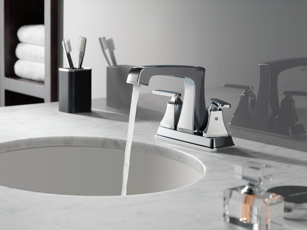 Delta Faucet Chrome Two Handle Centerset Bathroom Sink Faucet 
