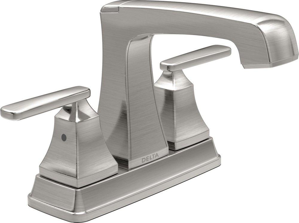 Delta Faucet Brilliance&reg; Stainless Two Handle Centerset Bathroom Sink Faucet 
