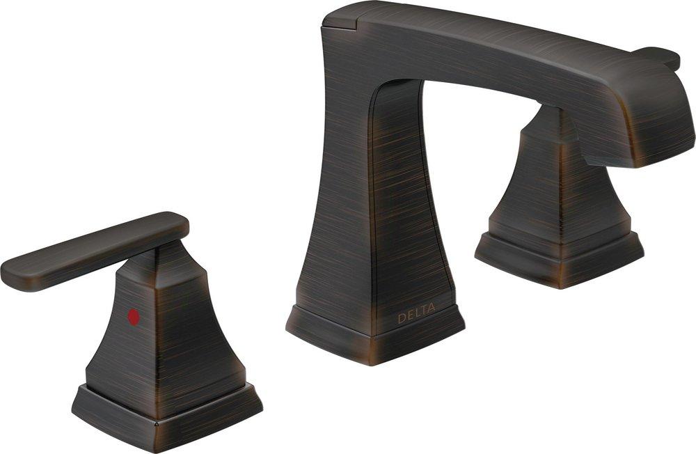 Delta Faucet Venetian Bronze Two Handle Widespread Bathroom Sink Faucet with Pop-Up Drain Assembly 