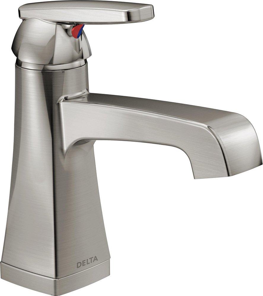 Delta Faucet Brilliance&reg; Stainless Single Handle Centerset Bathroom Sink Faucet with Pop-Up Drain Assembly 