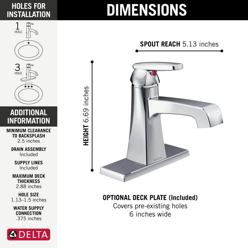 Delta Faucet Chrome Single Handle Centerset Bathroom Sink Faucet with Pop-Up Drain Assembly 