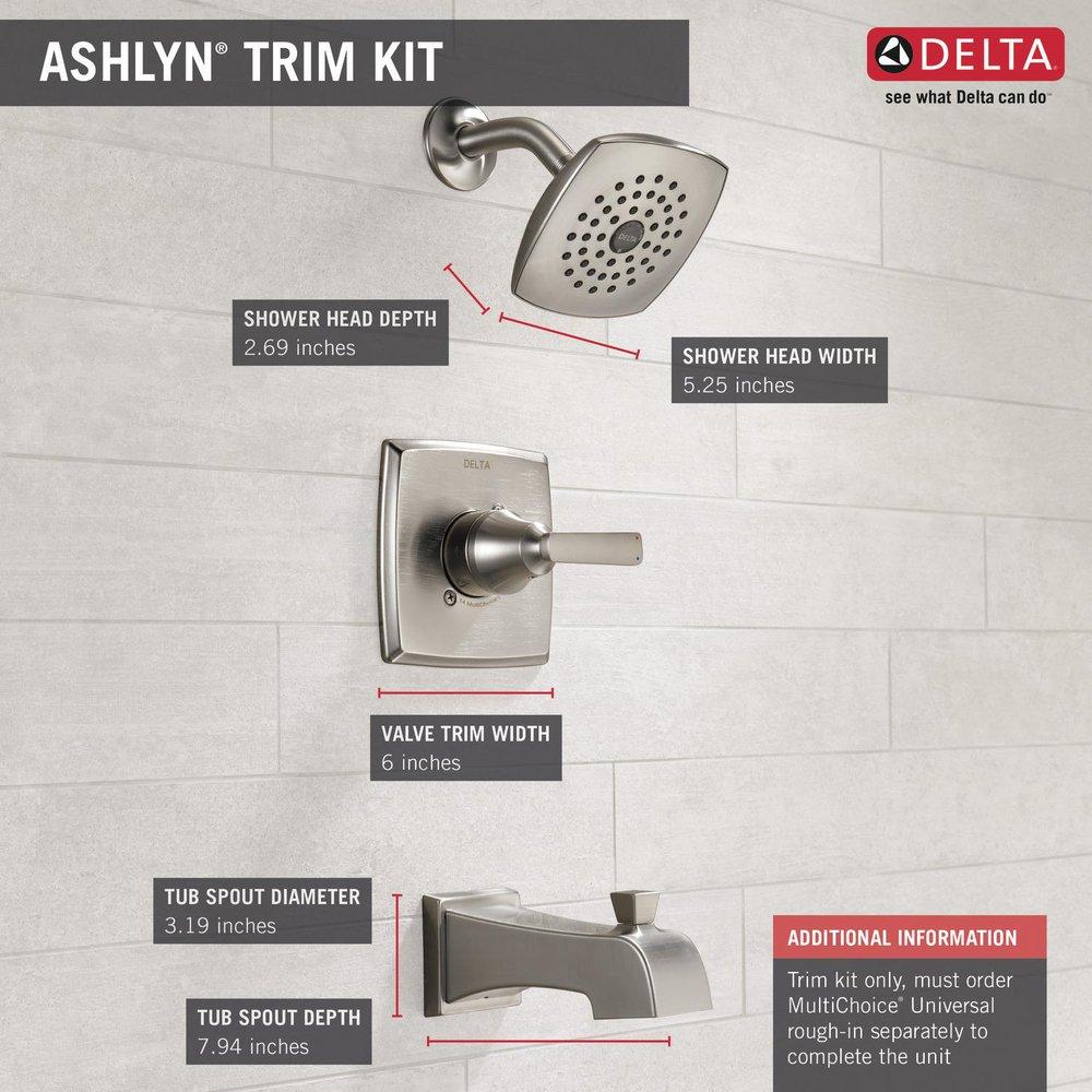 Delta Faucet Brilliance&reg; Stainless Single Handle Single Function Bathtub & Shower Faucet (Trim Only) 