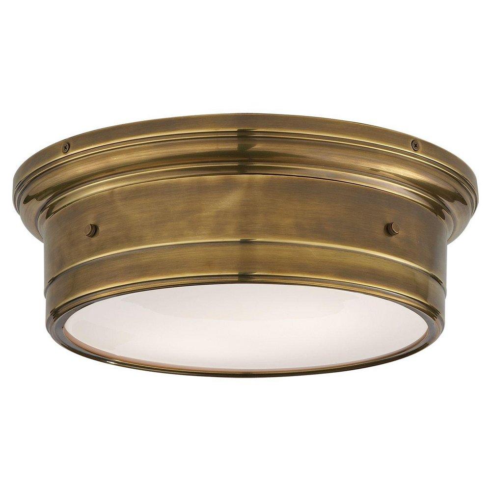 Visual Comfort & Co. Signature Hand-Rubbed Antique Brass 14 in. 60W 2-Light Medium E-26 Flush Mount Ceiling Fixture 