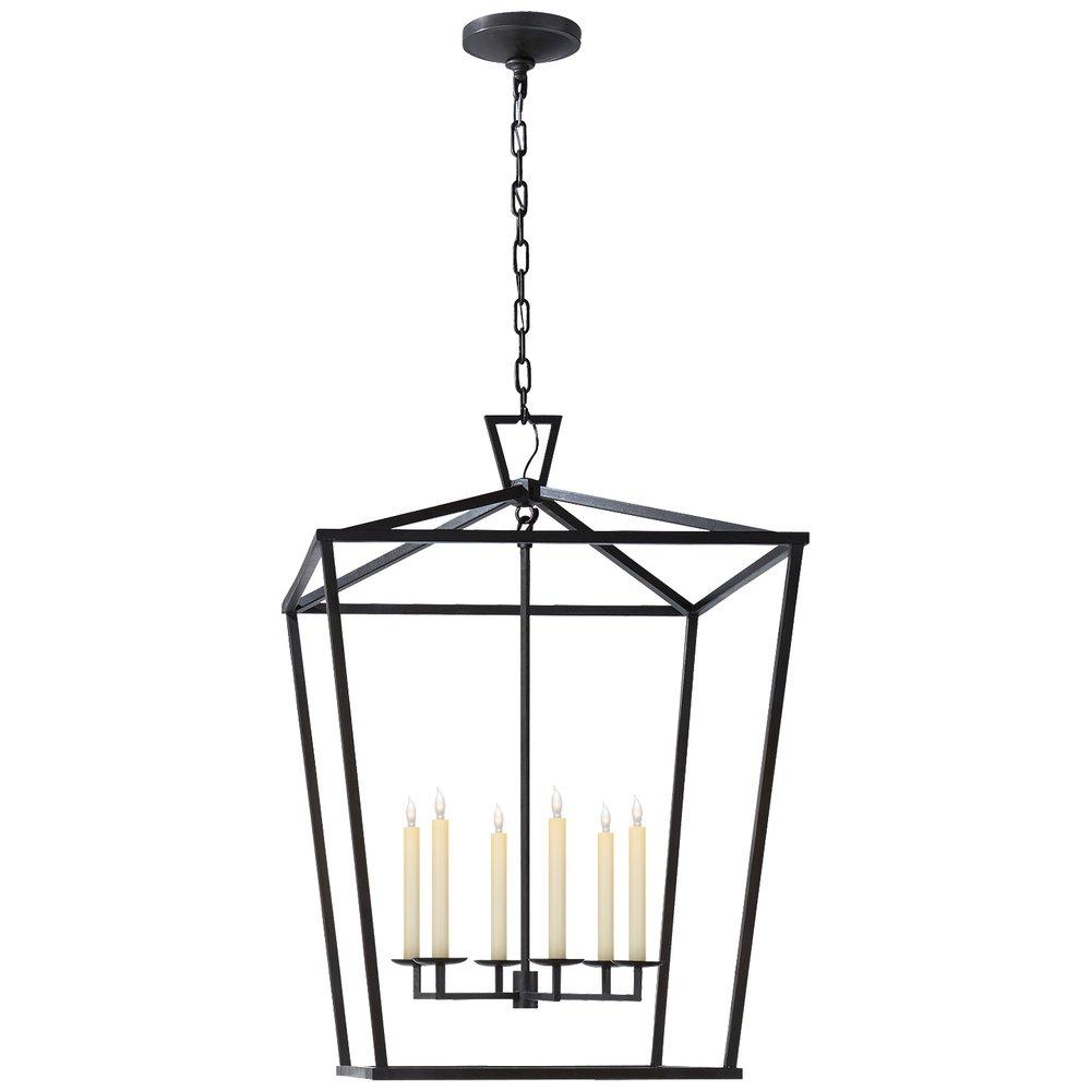Visual Comfort & Co. Signature Aged Iron 60W 6-Light Candelabra E-12 Base Foyer Lantern Ceiling Light 