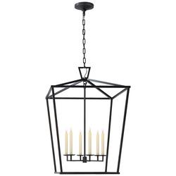 60W 6-Light Candelabra E-12 Base Foyer Lantern Ceiling Light in Aged Iron