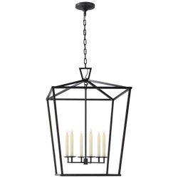 60W 6-Light Candelabra E-12 Base Foyer Lantern Ceiling Light in Aged Iron