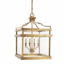 60W 4-Light Candelabra E-12 Outdoor Pendant in Gilded Iron