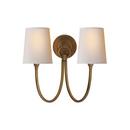 15 x 13 in. 40W 2-Light Candelabra E-12 Double Wall Sconce with Natural Paper Glass in Hand Rubbed Antique Brass