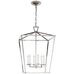 60W 6-Light Candelabra E-12 Base Foyer Pendant Ceiling Light in Polished Nickel