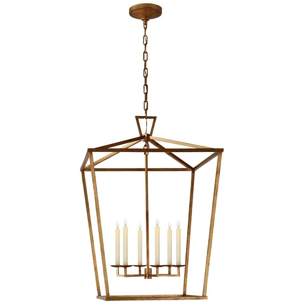 Visual Comfort & Co. Signature Gilded Iron 60W 6-Light Candelabra E-12 Base Foyer Lantern Ceiling Light 