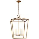 Visual Comfort & Co. Signature Gilded Iron 60W 6-Light Candelabra E-12 Base Foyer Lantern Ceiling Light 