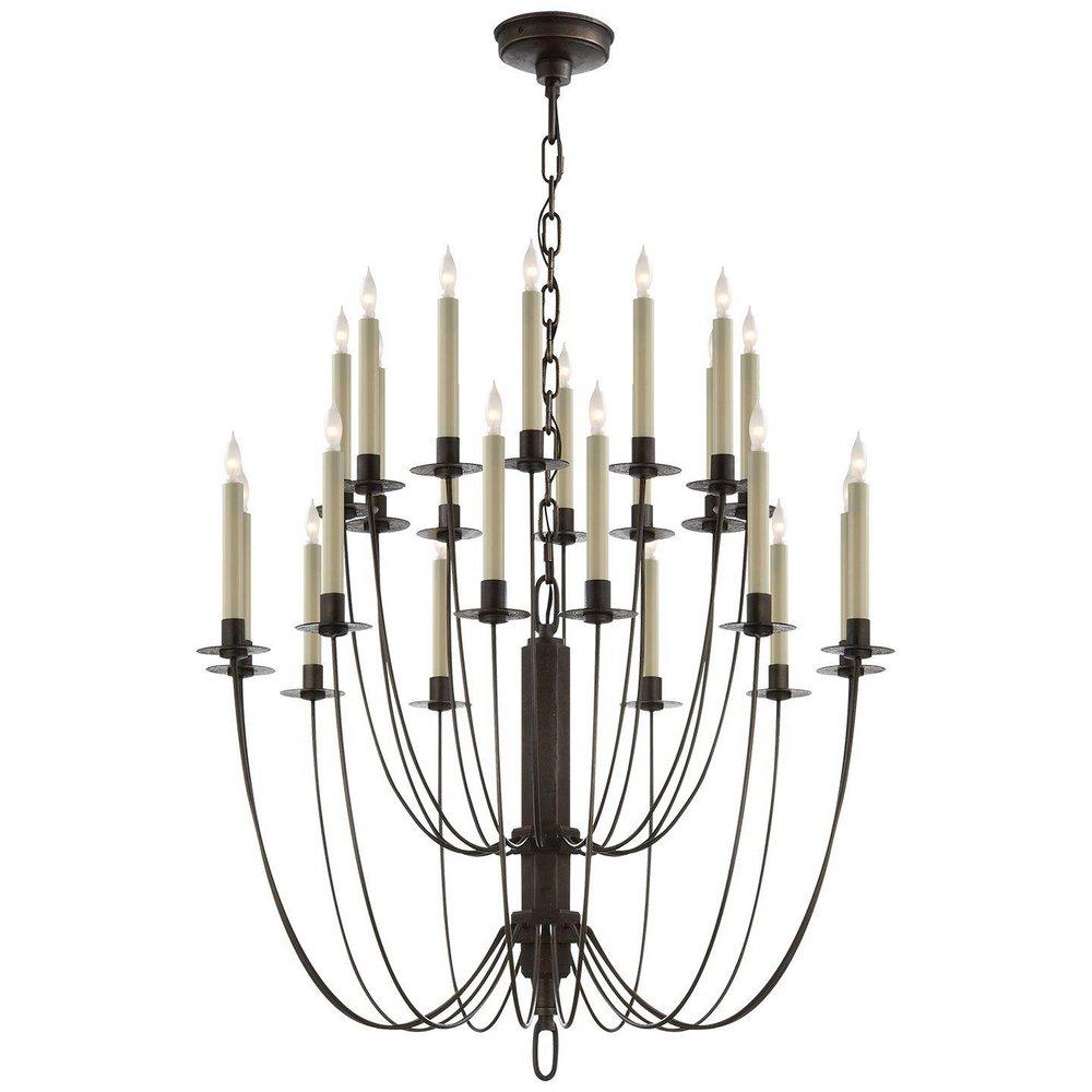 Visual Comfort & Co. Signature Aged Iron 31 x 28-3/4 in. 40W 3-Tier 24-Light Contemporary Chandelier 