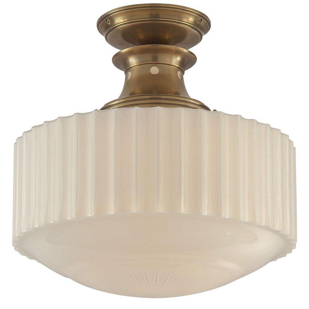 Visual Comfort & Co. Signature Hand-Rubbed Antique Brass 14 x 14-1/4 in. 75W 1-Light Flush Mount Ceiling Fixture 