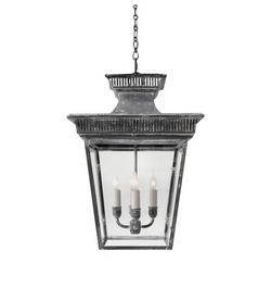 60W 4-Light Candelabra E-12 Base Foyer Pendant Ceiling Light in Weathered Zinc